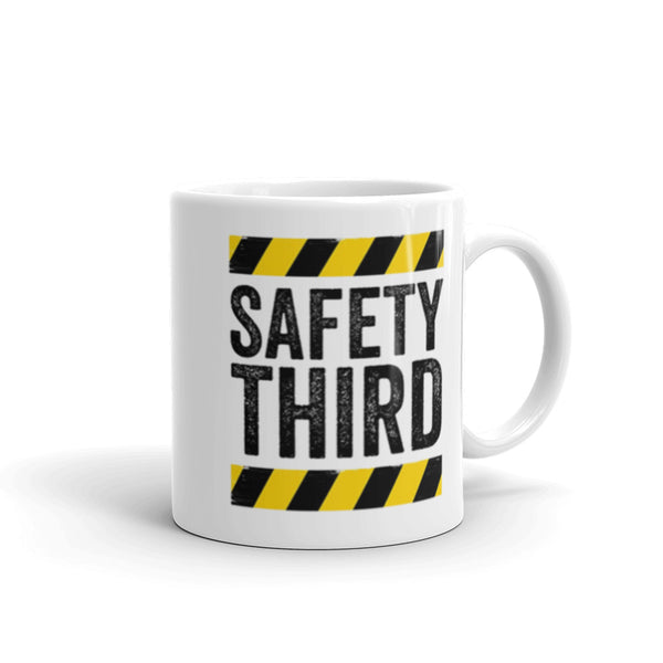 Safety Third White glossy mug