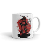 Red Samuri White glossy mug