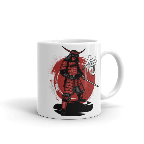 Red Samuri White glossy mug