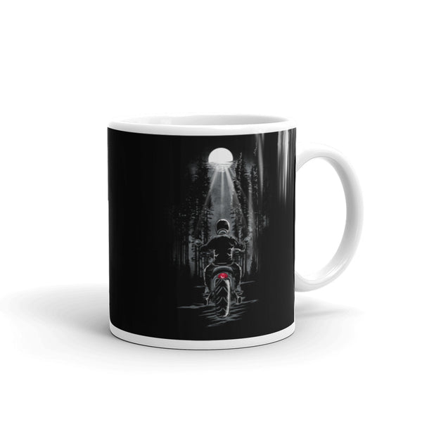 Night Rider White glossy mug