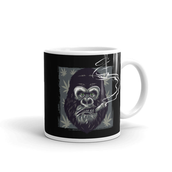 Smoking Gorilla White glossy mug