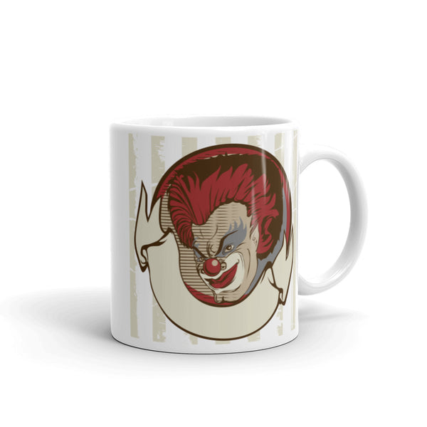 Clown Banner White glossy mug