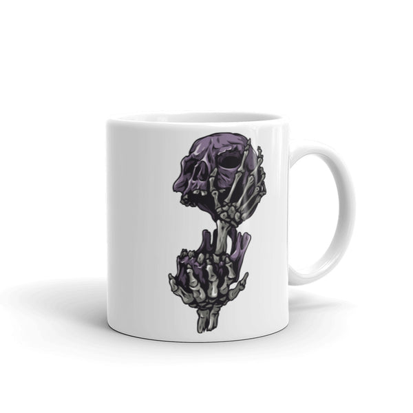 Skull Hands White glossy mug