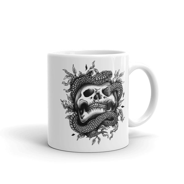 Skull Snake White glossy mug