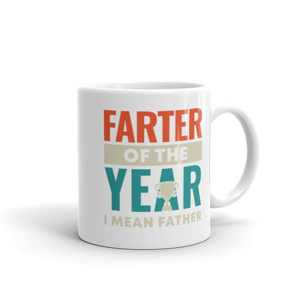 Farter of the Year (Father) White glossy mug