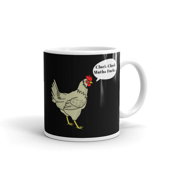 Cluck Cluck White glossy mug