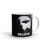 Believe (UFO Moon) White glossy mug