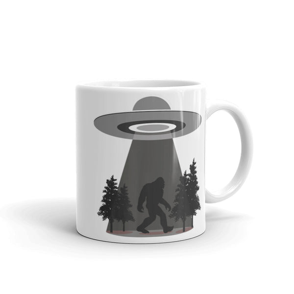 Bigfoot Abduction White glossy mug