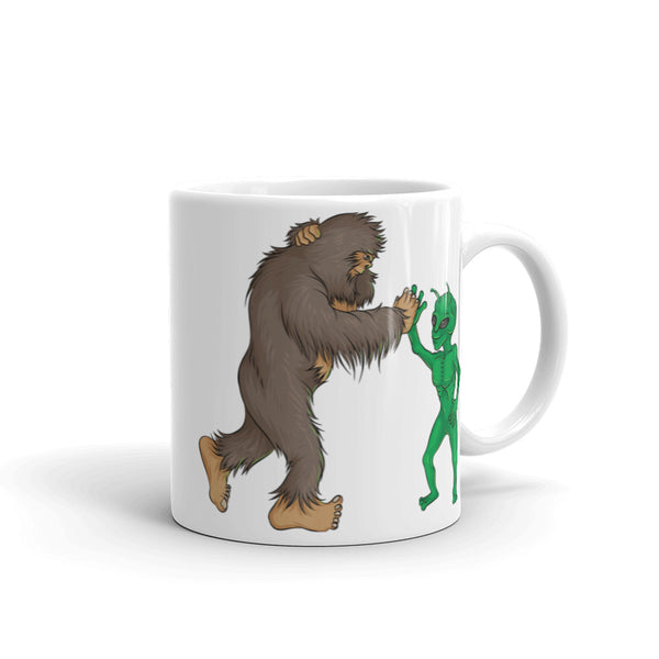 Cryptid High Five White glossy mug