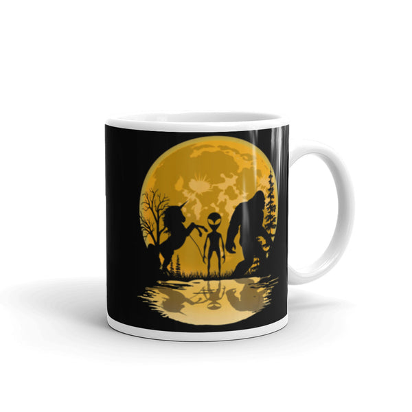 Cryptid Moon White glossy mug