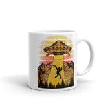 Abduction of Bigfoot White glossy mug