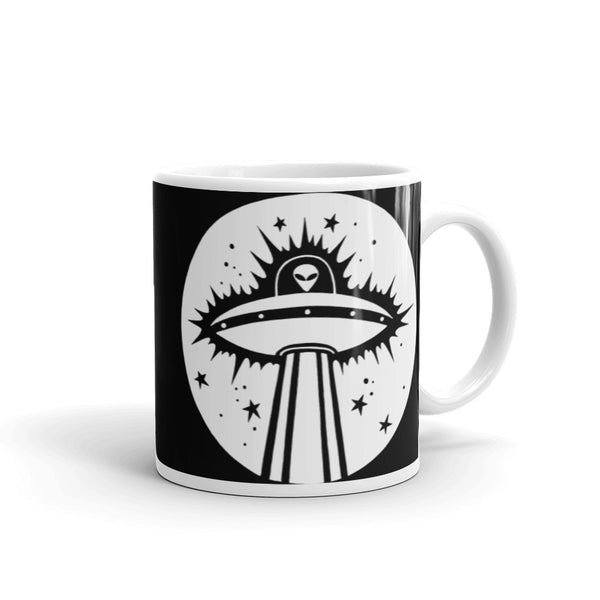 Alien UFO White glossy mug