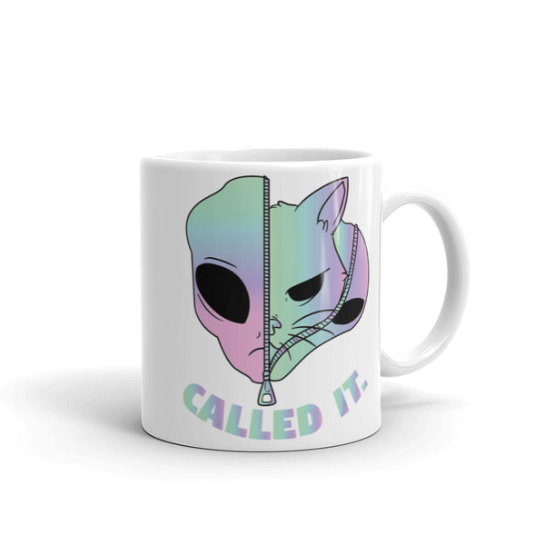 Alien Cat (Called It) White glossy mug