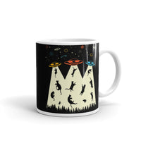 Kitty Abduction White glossy mug