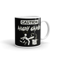 Caution Angry Gamer White glossy mug