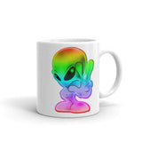 Rainbow Alien White glossy mug