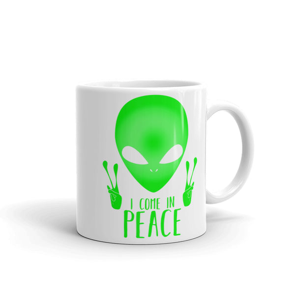 I Come in Peace 1 White glossy mug