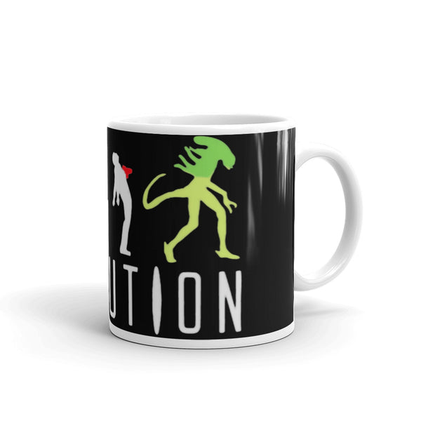 Alien Evolution White glossy mug