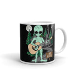 No Aliens White glossy mug