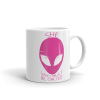 She Who Must Be Obeyed White glossy mug