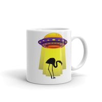 Flamingo Abduction White glossy mug