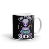 This Planet Sucks White glossy mug