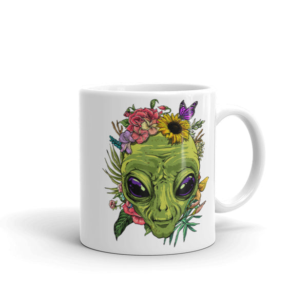 Flower Alien White glossy mug