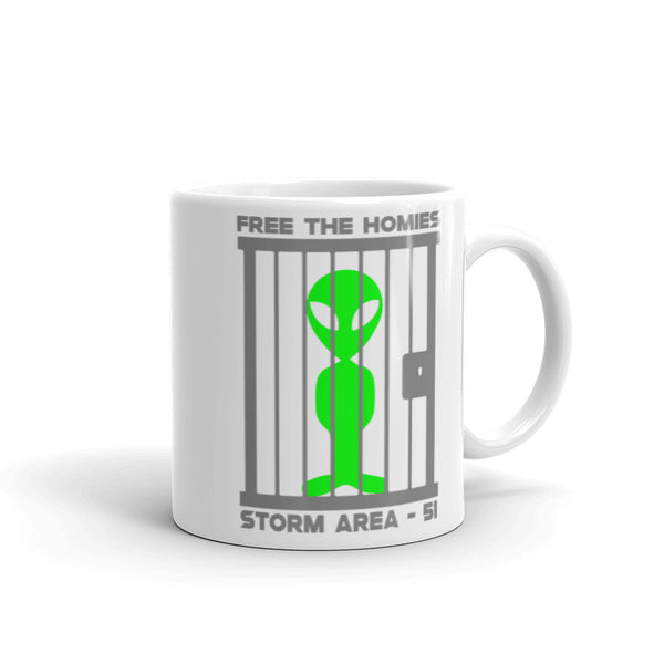 Free the Homies (Storm Area 51) White glossy mug