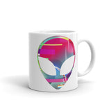 Colorful Alien Head White glossy mug