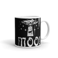 UFO Abducting Cow White glossy mug