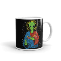 Alien Jesus White glossy mug