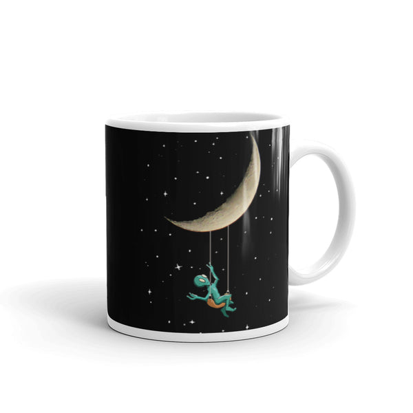 Alien Moon Swing White glossy mug