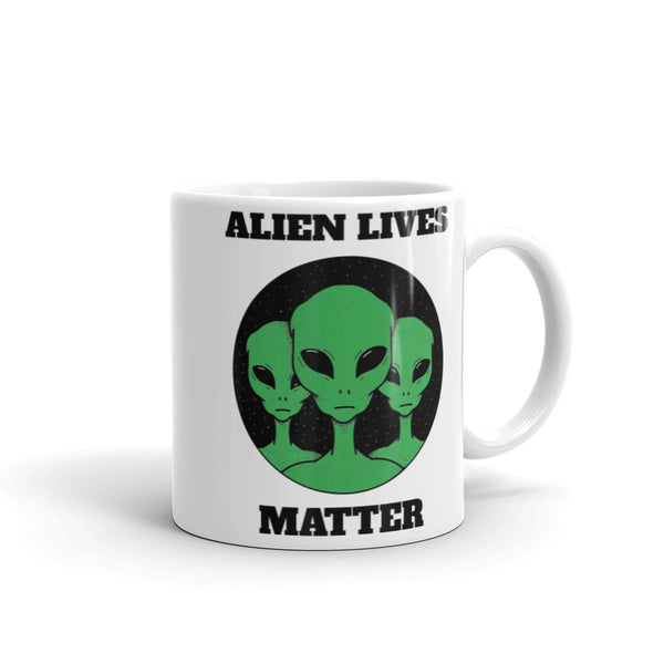 Alien Lives Matter White glossy mug