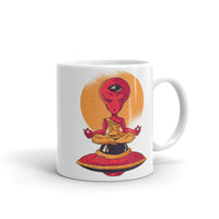 Alien Meditating White glossy mug