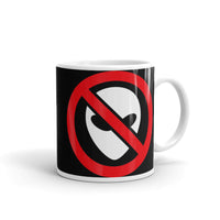 No Aliens White glossy mug