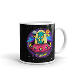 Alien in Spaceship White glossy mug