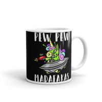 Pew Pew (UFO Unicorn) White glossy mug