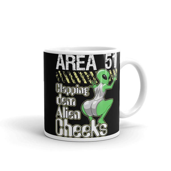 Clapping Dem Alien Cheeks White glossy mug