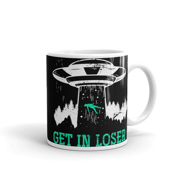 Get in Loser White glossy mug