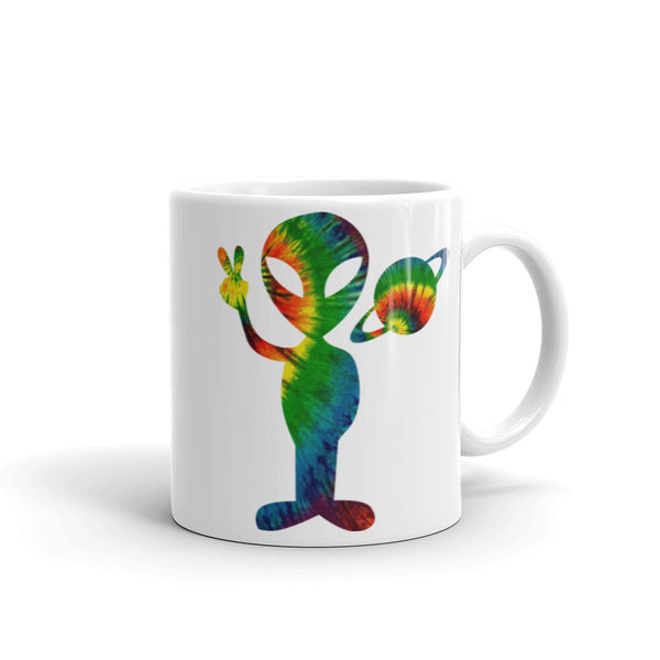 Tie-Dye Alien 2 White glossy mug