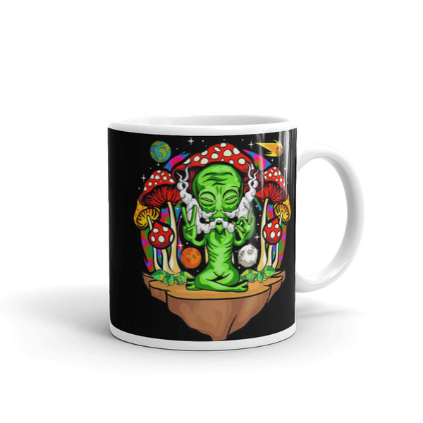 Alien Mushrooms White glossy mug