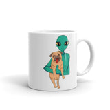 Alien Pug White glossy mug