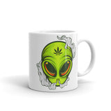 Weed Alien White glossy mug