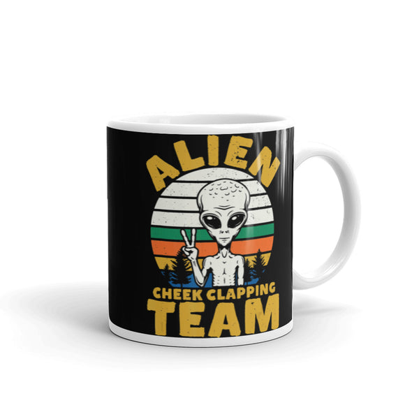 Alien Cheek Clapping Team White glossy mug