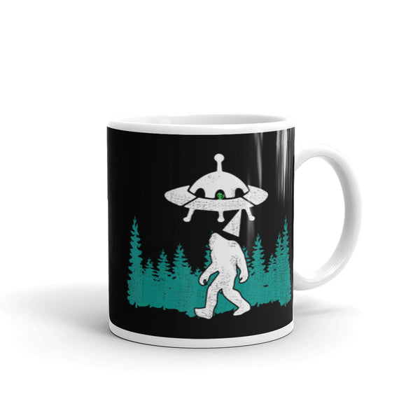 Bigfoot Alien Abduction White glossy mug