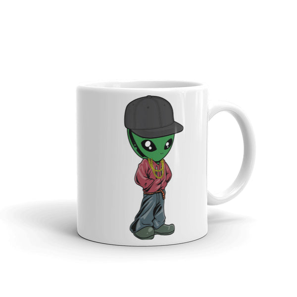 Alien Gangsta White glossy mug