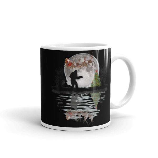 Bigfoot Saw Santa White glossy mug