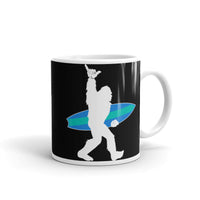 Bigfoot Surfer White glossy mug