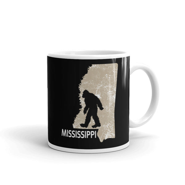 Bigfoot Mississippi White glossy mug