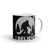 I Believe (Bigfoot Moon) White glossy mug